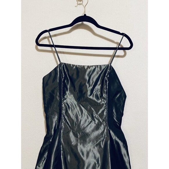 Jessica McClintock Gunnie Sax Dress Womens 11 Gray Taffeta Bows Tulle Petticoat - Picture 2 of 7